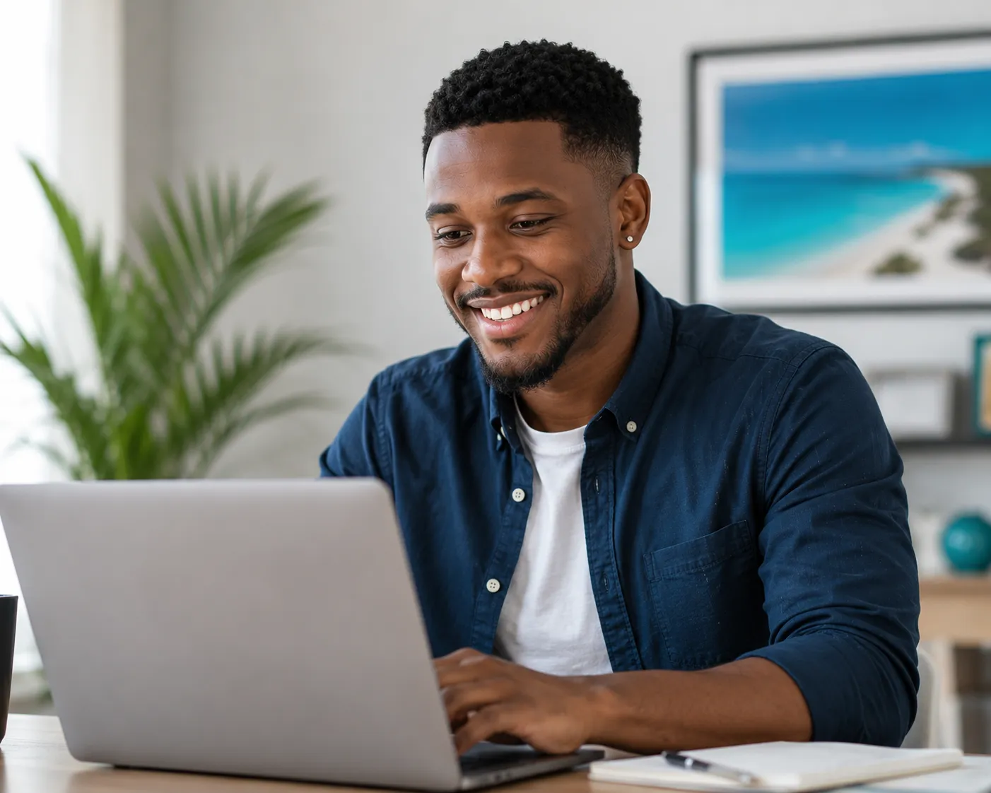 A person using government services online on a laptop
